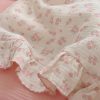 BuLuTu Toddler Girls Galsang Floral Muslin Duvet Cover with Ruffles - 47"x59"