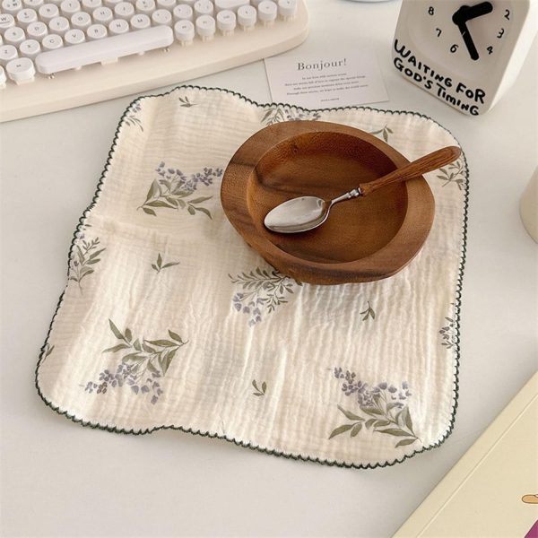 BuLuTu 4-Pack Floral Muslin Cotton Reusable Cleaning Cloths & Dish Towels