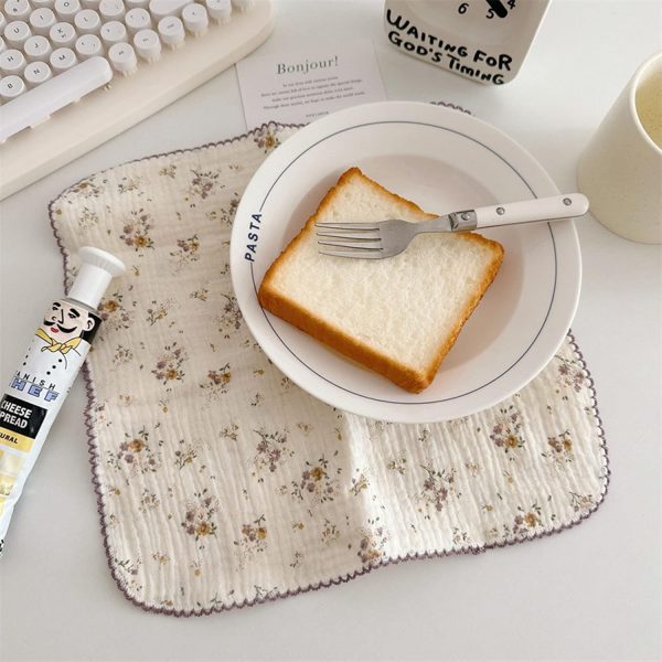 BuLuTu 4-Pack Floral Muslin Cotton Reusable Cleaning Cloths & Dish Towels