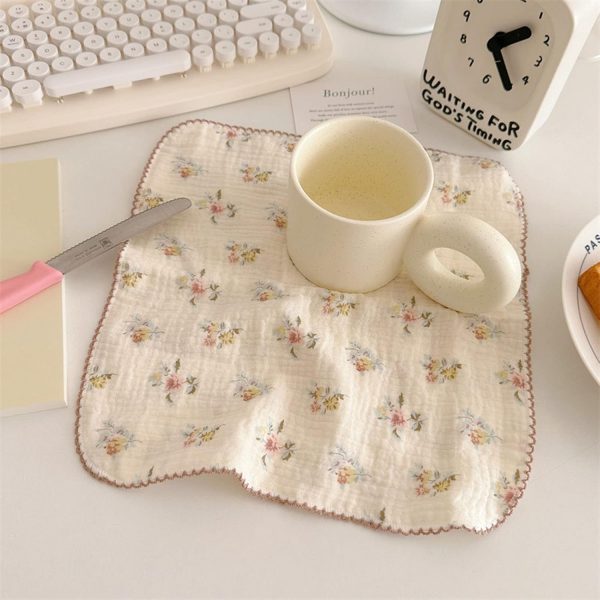 BuLuTu 4-Pack Floral Muslin Cotton Reusable Cleaning Cloths & Dish Towels