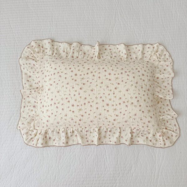 Pink Floral Pillowcase BuLuTu Pink Floral Muslin Toddler Pillowcase with Ruffles