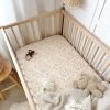 BuLuTu 2-Pack Floral Muslin Fitted Crib Sheets - Camellia & Forest Print