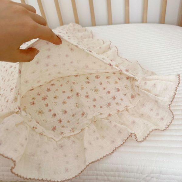 Pink Floral Pillowcase BuLuTu Pink Floral Muslin Toddler Pillowcase with Ruffles