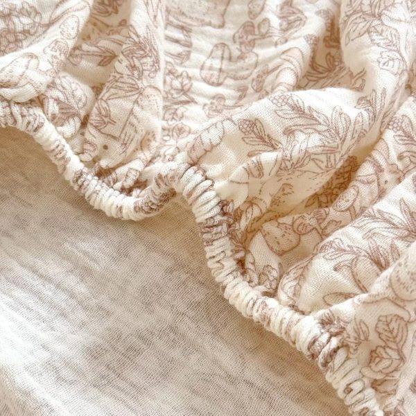 BuLuTu 2-Pack Floral Muslin Fitted Crib Sheets - Camellia & Forest Print
