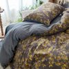 BuLuTu Vintage Cottage Yellow Floral Muslin Duvet Cover Set