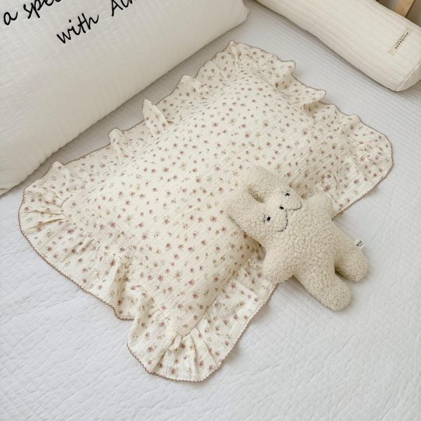 Pink Floral Pillowcase BuLuTu Pink Floral Muslin Toddler Pillowcase with Ruffles