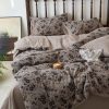 BuLuTu Vintage Boho Floral Muslin Duvet Cover Set with Ruffles