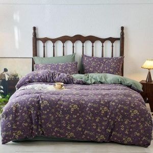 BuLuTu Shabby Chic Floral Muslin Duvet Cover Set