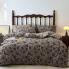 BuLuTu Vintage Boho Floral Muslin Duvet Cover Set with Ruffles
