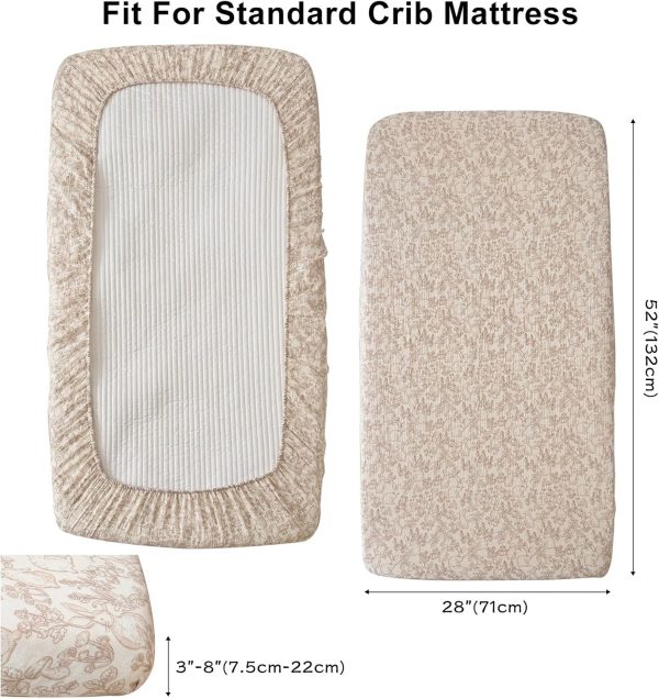 BuLuTu 2-Pack Floral Muslin Fitted Crib Sheets - Camellia & Forest Print