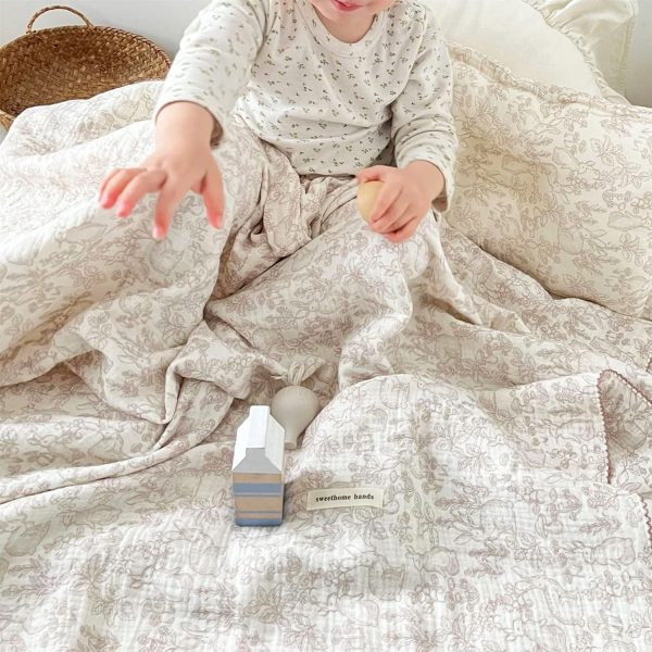 BuLuTu Forest Rabbit 4-Layer Muslin Toddler Blanket - 47"x51"