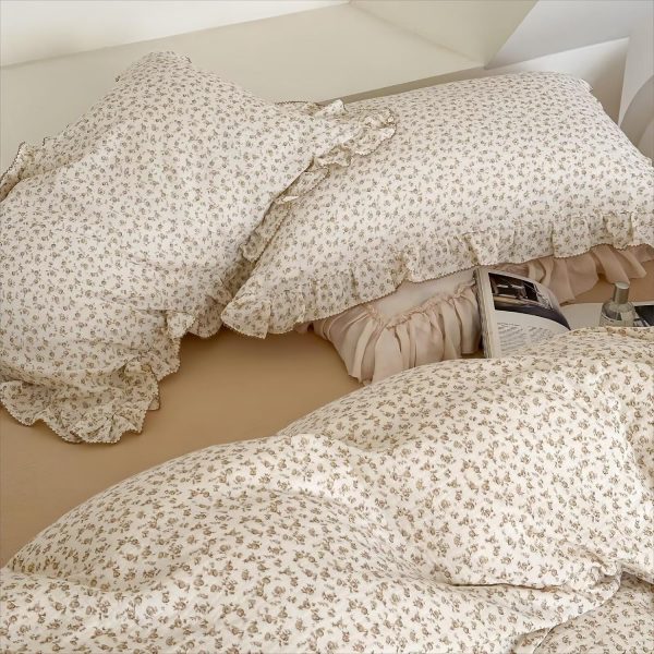 BuLuTu Kids Floral Muslin Duvet Cover Set - Vintage Camellia Pattern