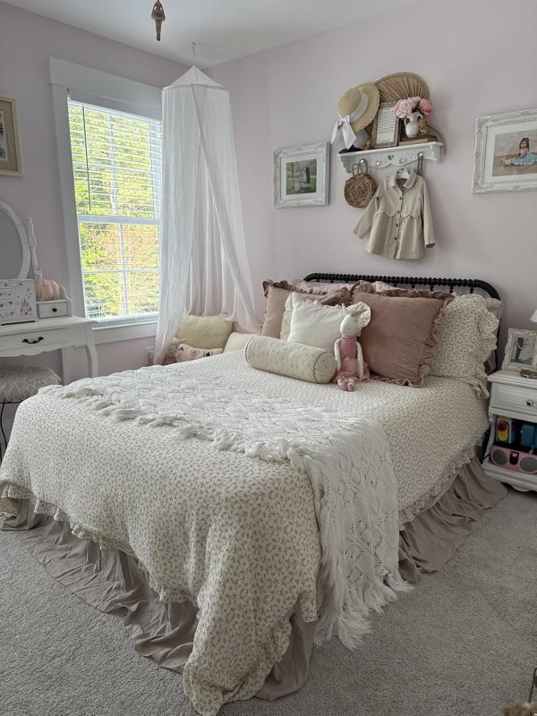 BuLuTu Kids Floral Muslin Duvet Cover Set - Vintage Camellia Pattern