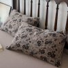BuLuTu Vintage Boho Floral Muslin Duvet Cover Set with Ruffles