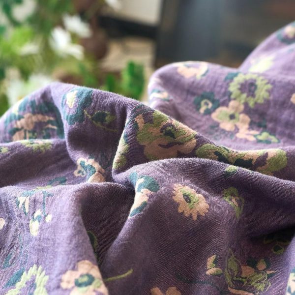 BuLuTu Shabby Chic Floral Muslin Duvet Cover Set
