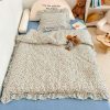 BuLuTu Toddler Blue Floral Muslin Duvet Cover with Ruffles - 47"x59"
